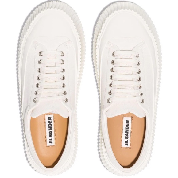Jil Sander Shoes - Jil Sander White Canvas Platform Sneakers NIB Size 37
